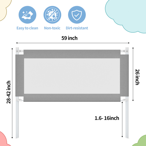 Bed Rail for Toddlers, Detachable Baby Bed Rail Guard, Suitable for Queen, Full, Bed Rails for Toddlers and Baby(Grey, 78.7", 2 Side)、、casual