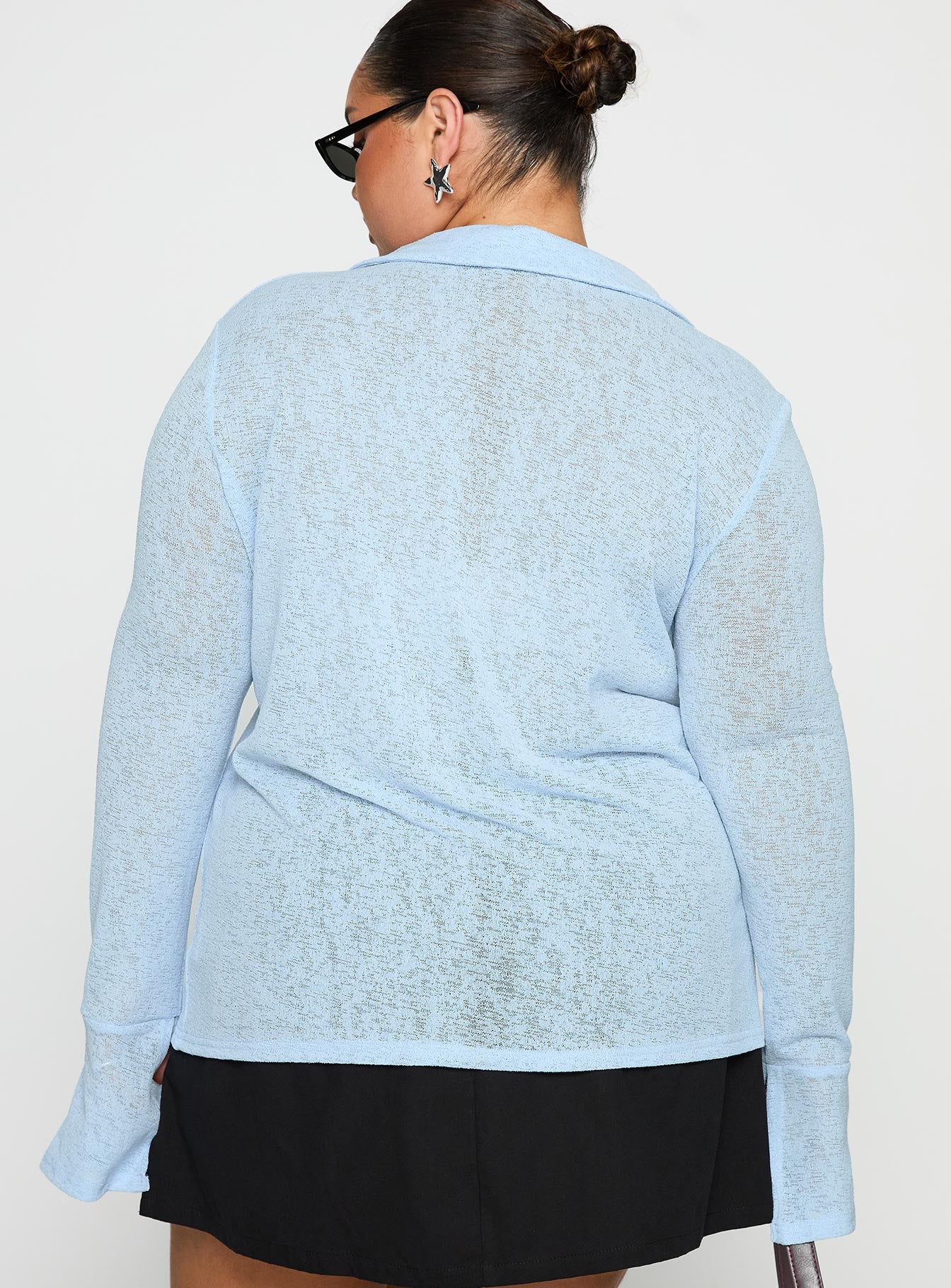 Finnean Long Sleeve Top Pale Blue Curve、mySite、solidvoid