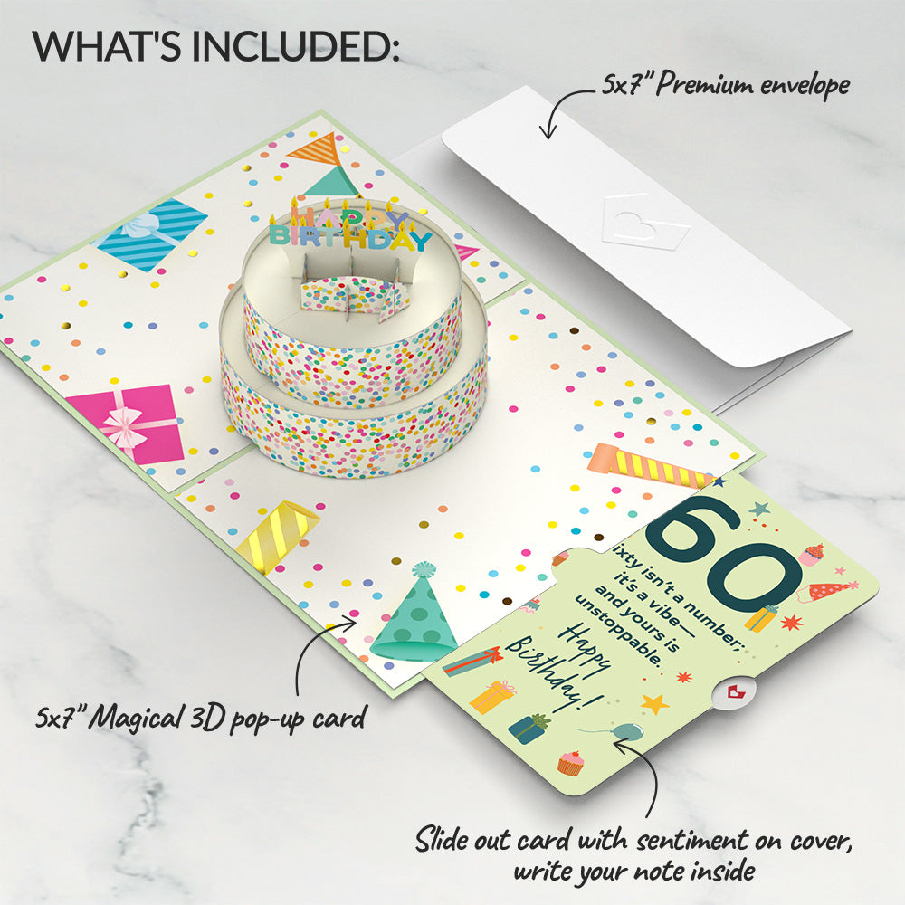 Sprinkles 60th Birthday Cake Pop-Up Card and Sentiment Set、mySite、solidvoid