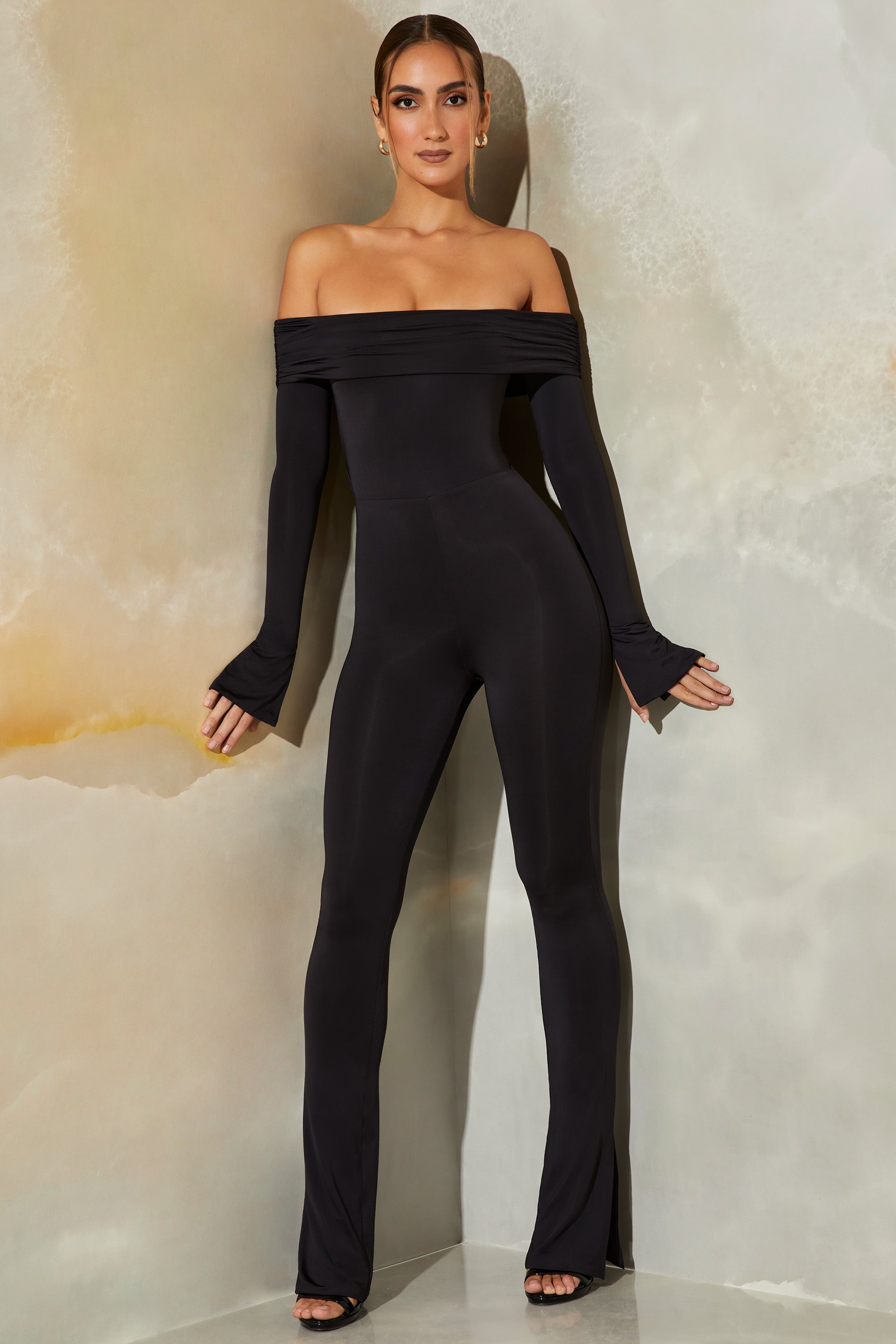  Long Sleeve Open Back Jumpsuit in Black、mySite、sugarbowlscore