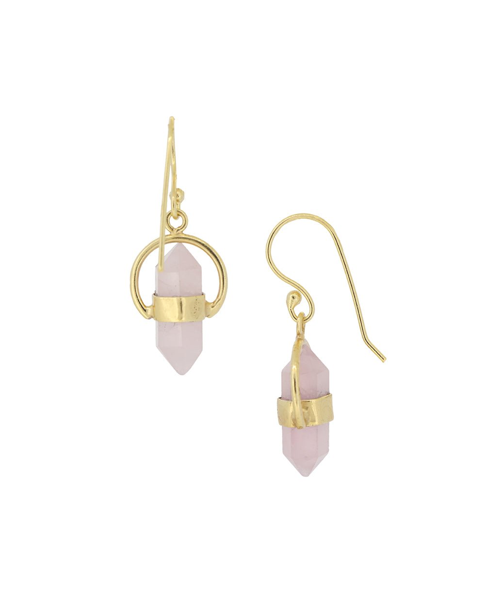 Golden Rose Quartz Point Earrings、mySite、topwebapps