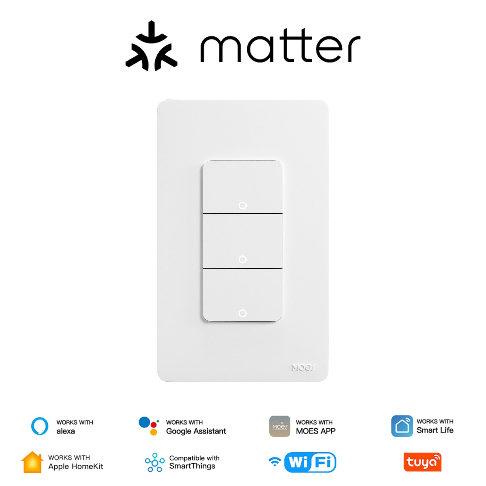 Matter WiFi Smart Light Button Switch App Control Neutral Wire Required US Standard、mySite、fannypackpong