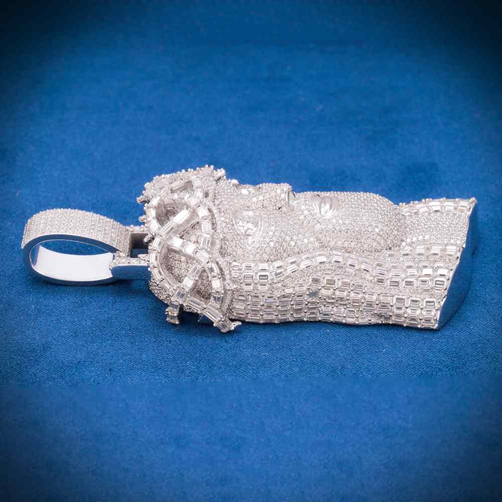 Moissanite Emerald Cut Cluster Jesus Pendant 14K Gold、mySite、hinf8tx79