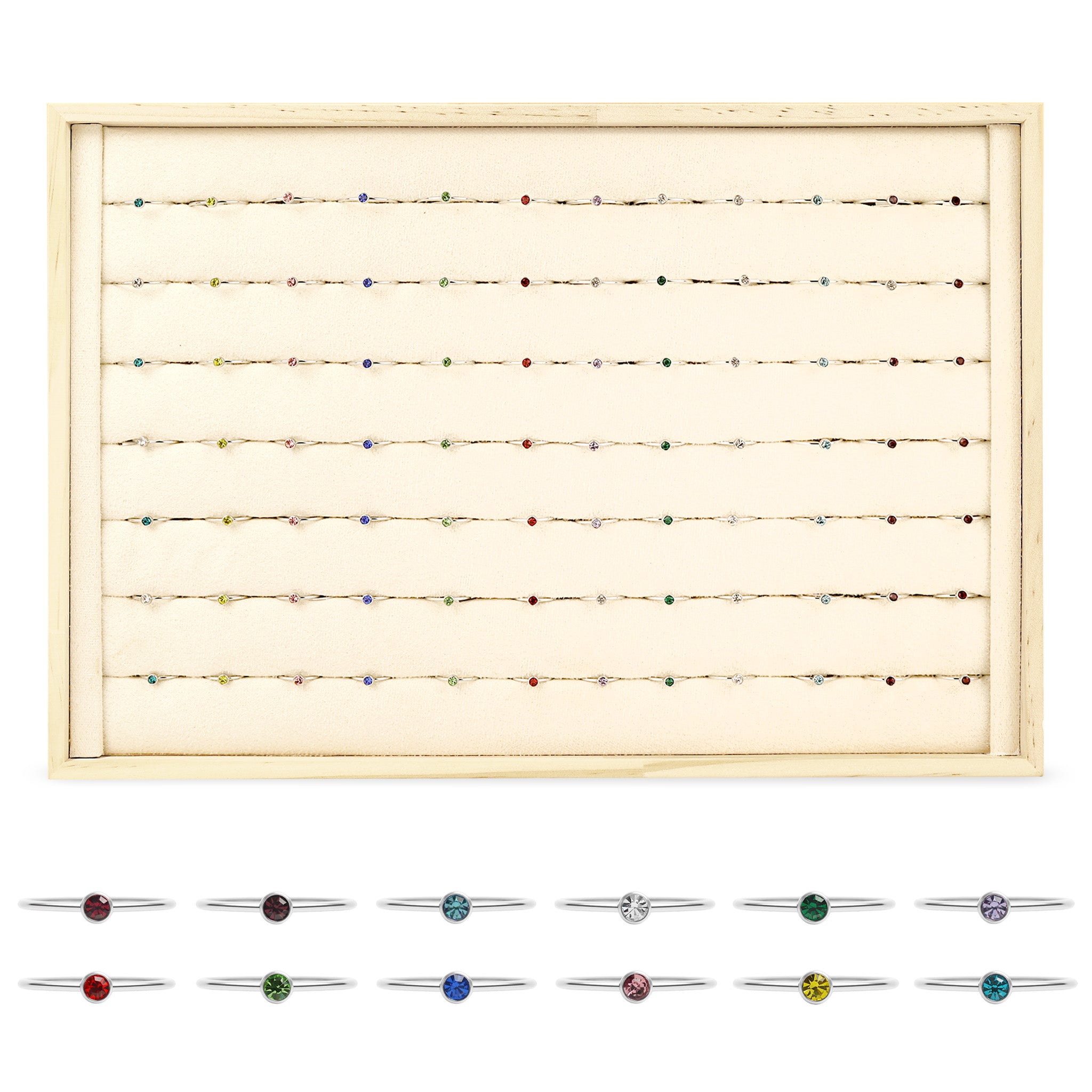 76 pc Stainless Steel Birthstone Stacking Ring Set & Display / BND0009、mySite、dreamappss