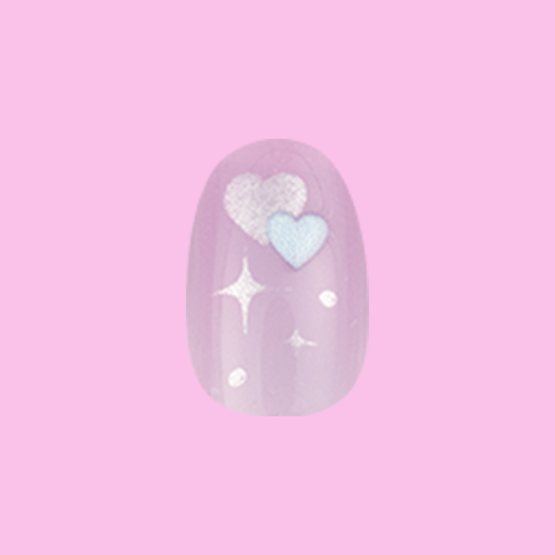 Puffy Hearts - Press-On | Short | Round - Part of Set、mySite、solidvoid