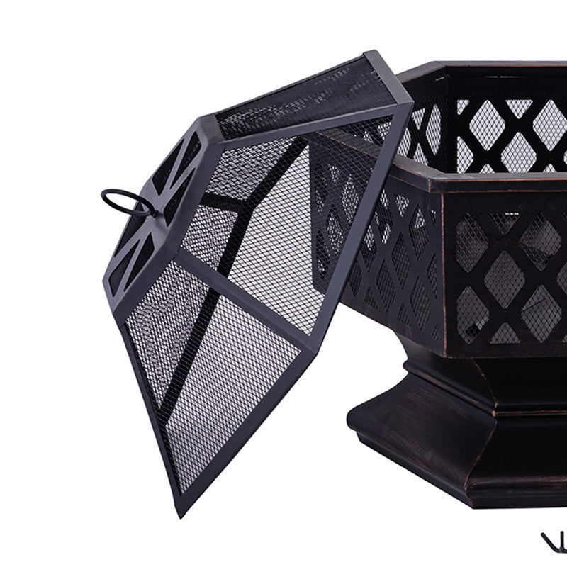 Iron Firepit | Hexagonal Design | Black、mySite、camillekostekn