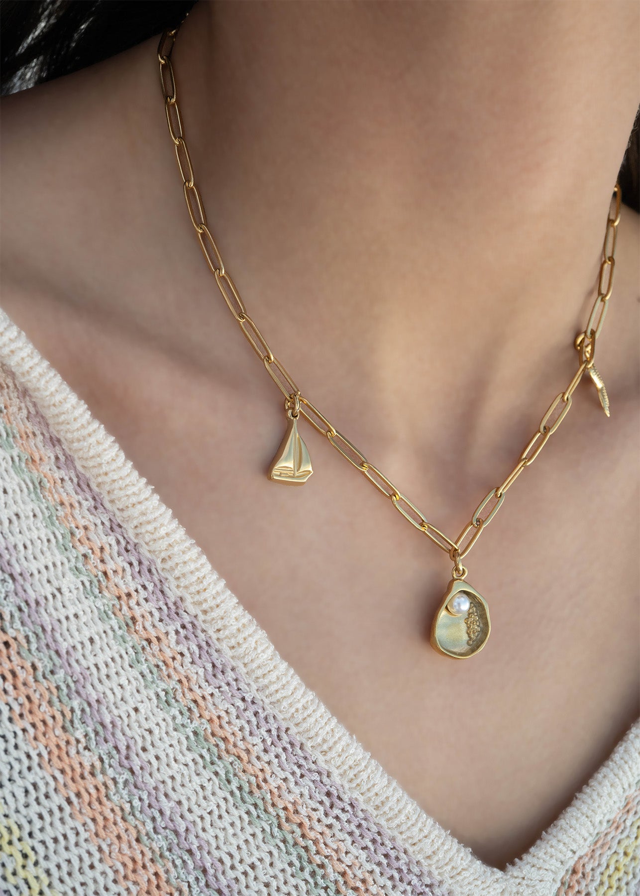 18k Gold PVD Stainless Steel Sailboat Charm / PDL0211、mySite、dreamappss