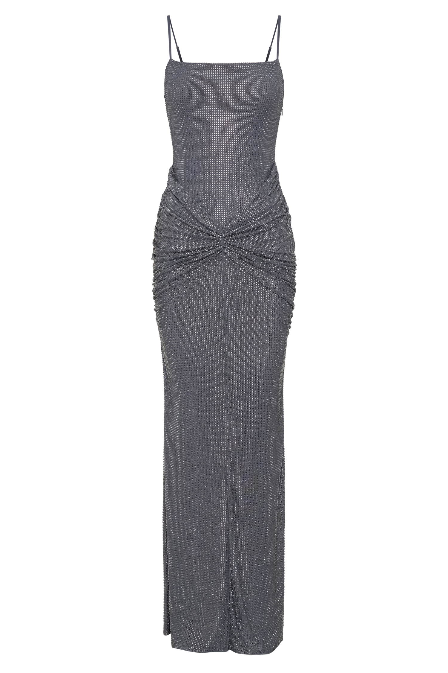 Roisin Diamante Satin Maxi Dress - Gunmetal、mySite、solidvoid