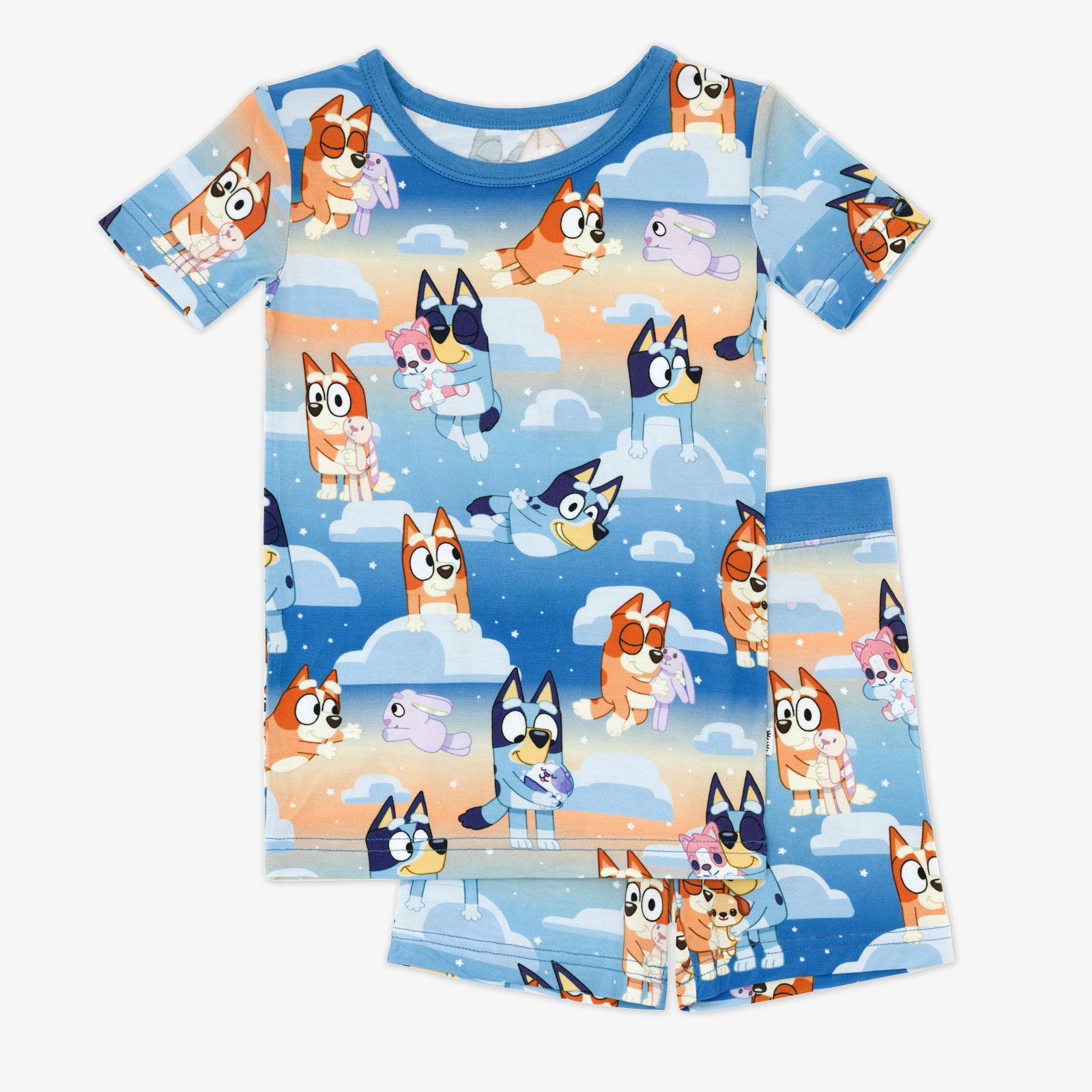 Bluey Blue Sleepytime Two-Piece Short Sleeve & Shorts Pajama Set、mySite、g9winljtr