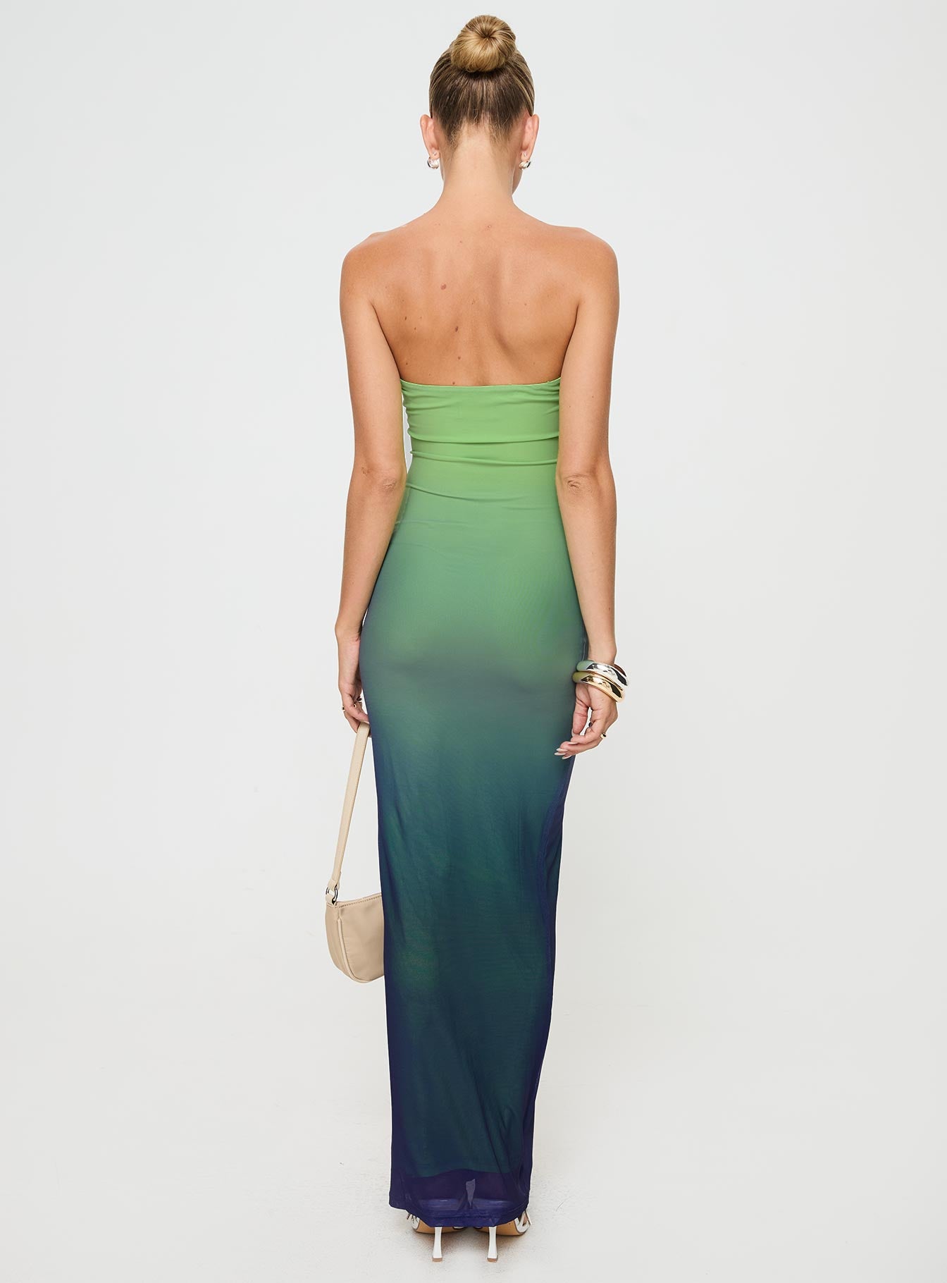Stolen Love Strapless Maxi Dress Blue / Green Ombre Tall、mySite、solidvoid