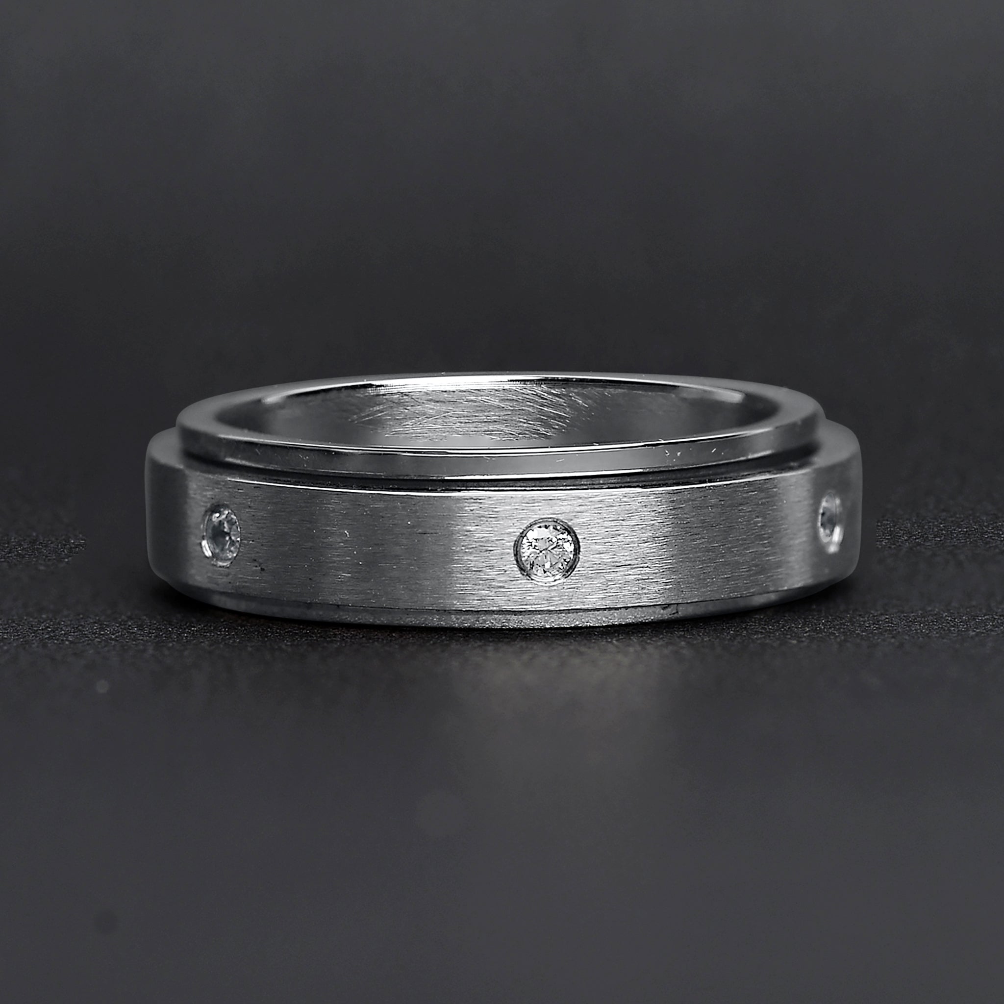 CZ Stones In Center Spinner Stainless Steel Ring / SBE002、mySite、dreamappss