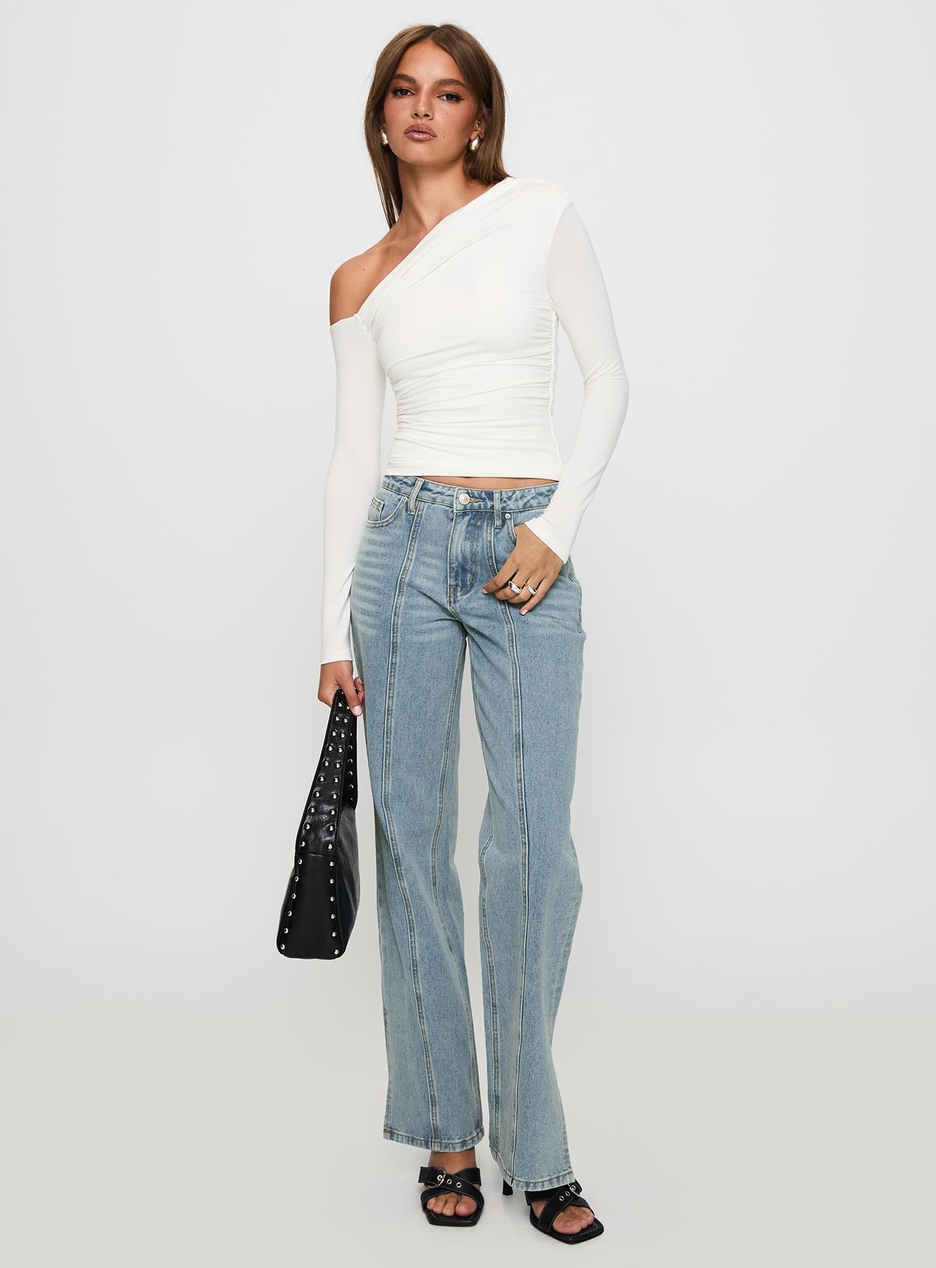 White Mustang Side Split Jean Light Blue、mySite、solidvoid