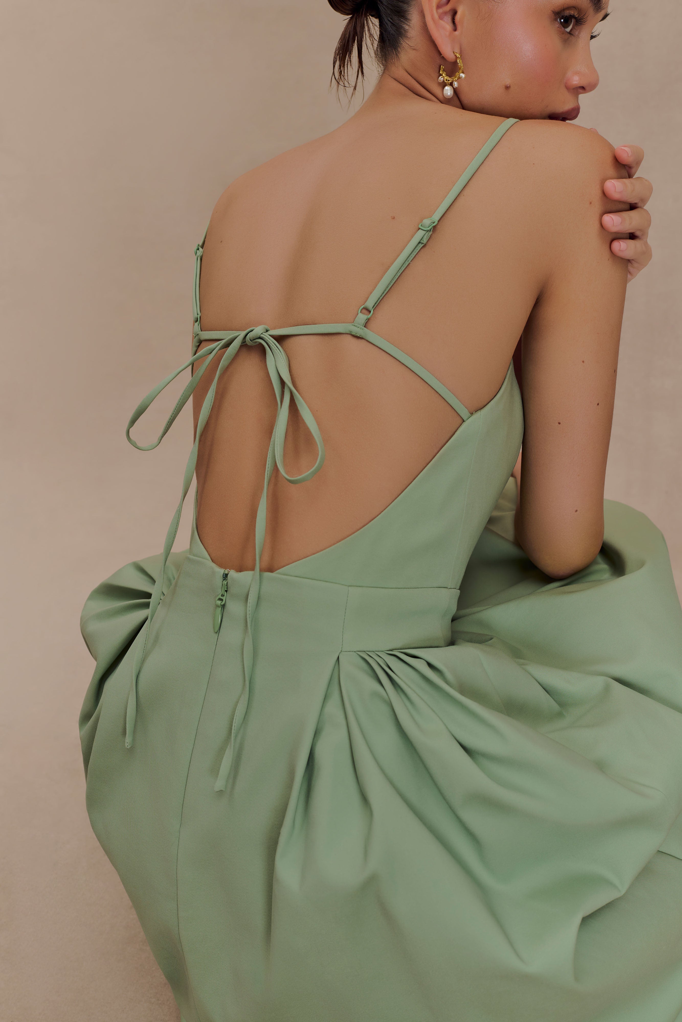 Rebecca Cotton Midi Dress - Basil、mySite、solidvoid