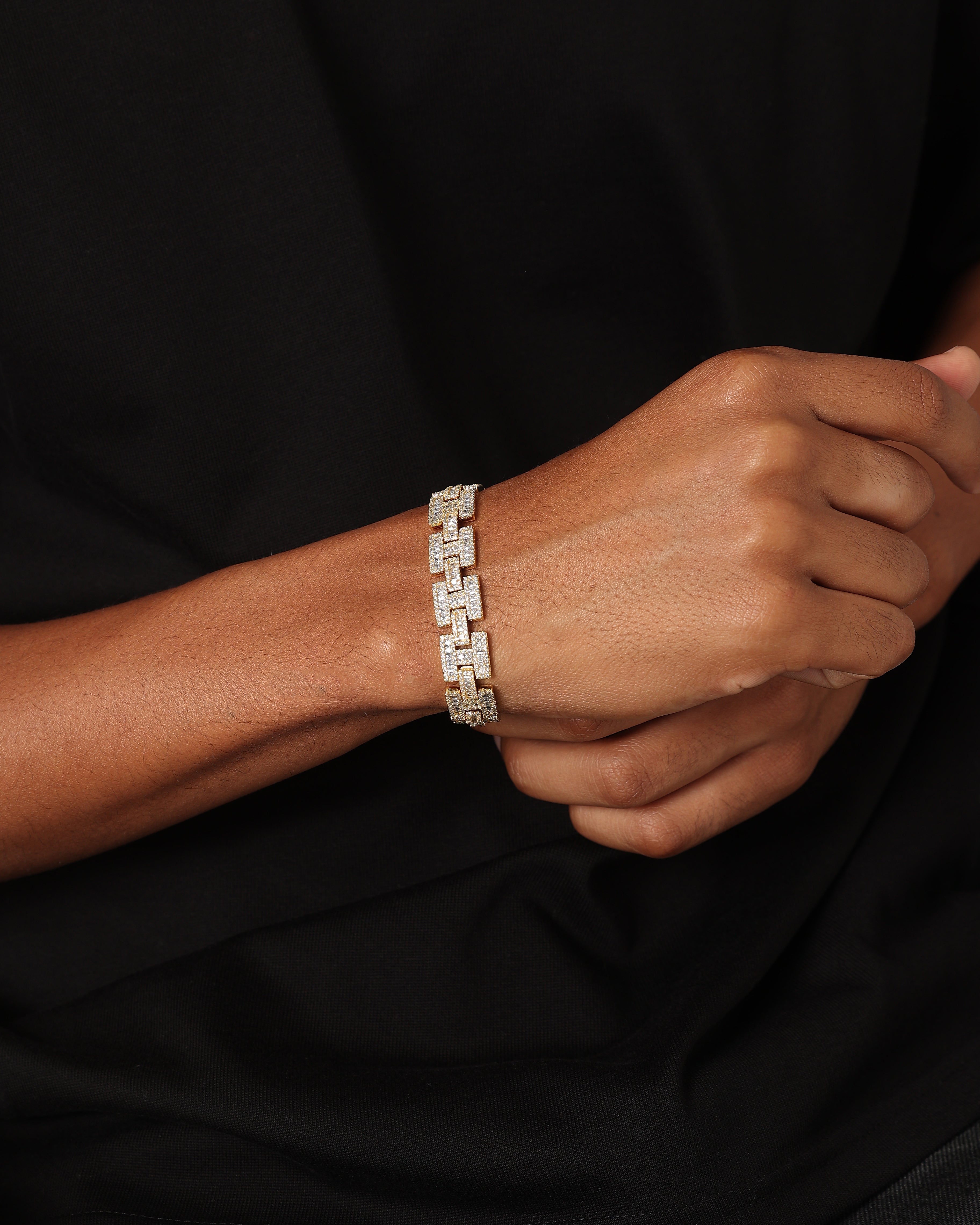 Saint Morta Baguette Interlink Bracelet Iced Gold、mySite、zt4zffjzw