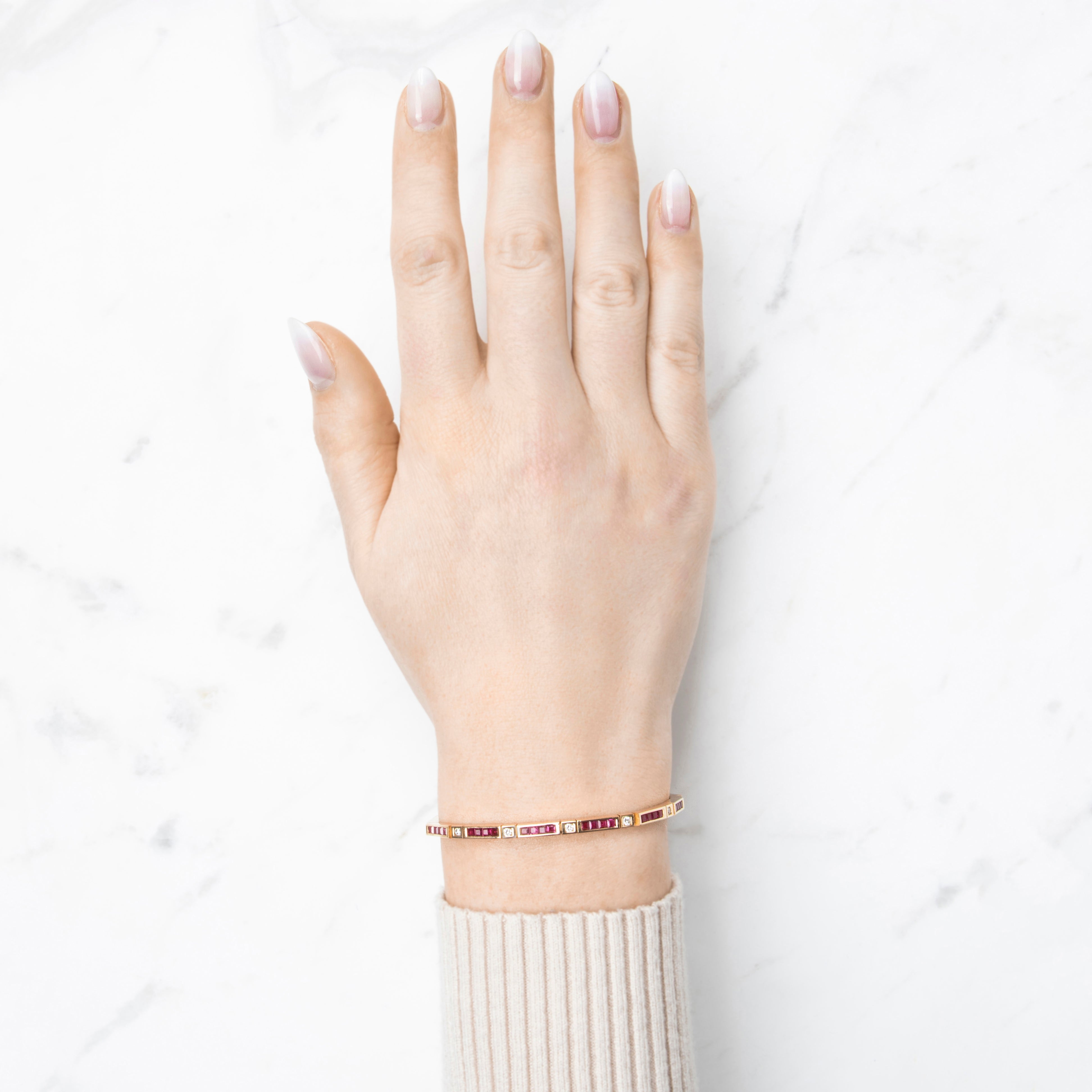 Vintage Heavy 14k Yellow Gold 2.6cttw Ruby .37cttw Diamond Tennis Bracelet、mySite、hinf8tx79