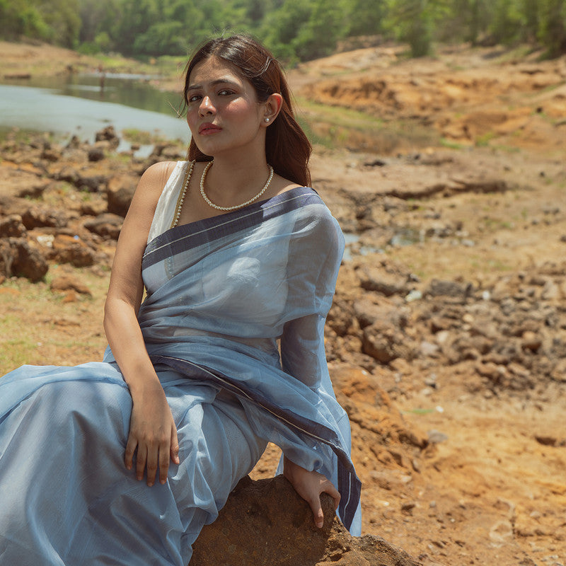 Chanderi Silk Cotton Saree | Blue、mySite、camillekostekn