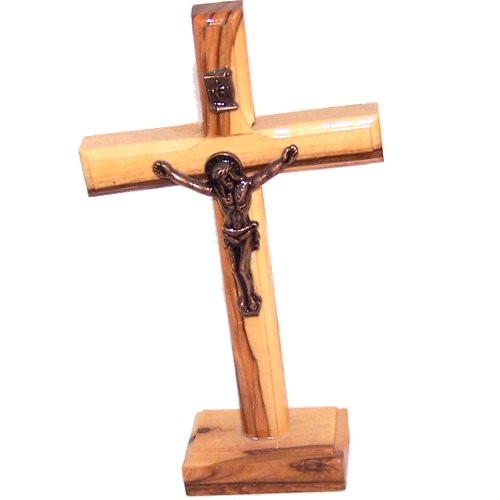  Olive Wood Table or Standing Latin Crucifix from Bethlehem (13.5 cm or 5.3 inches high)、mySite、elrpsem3k