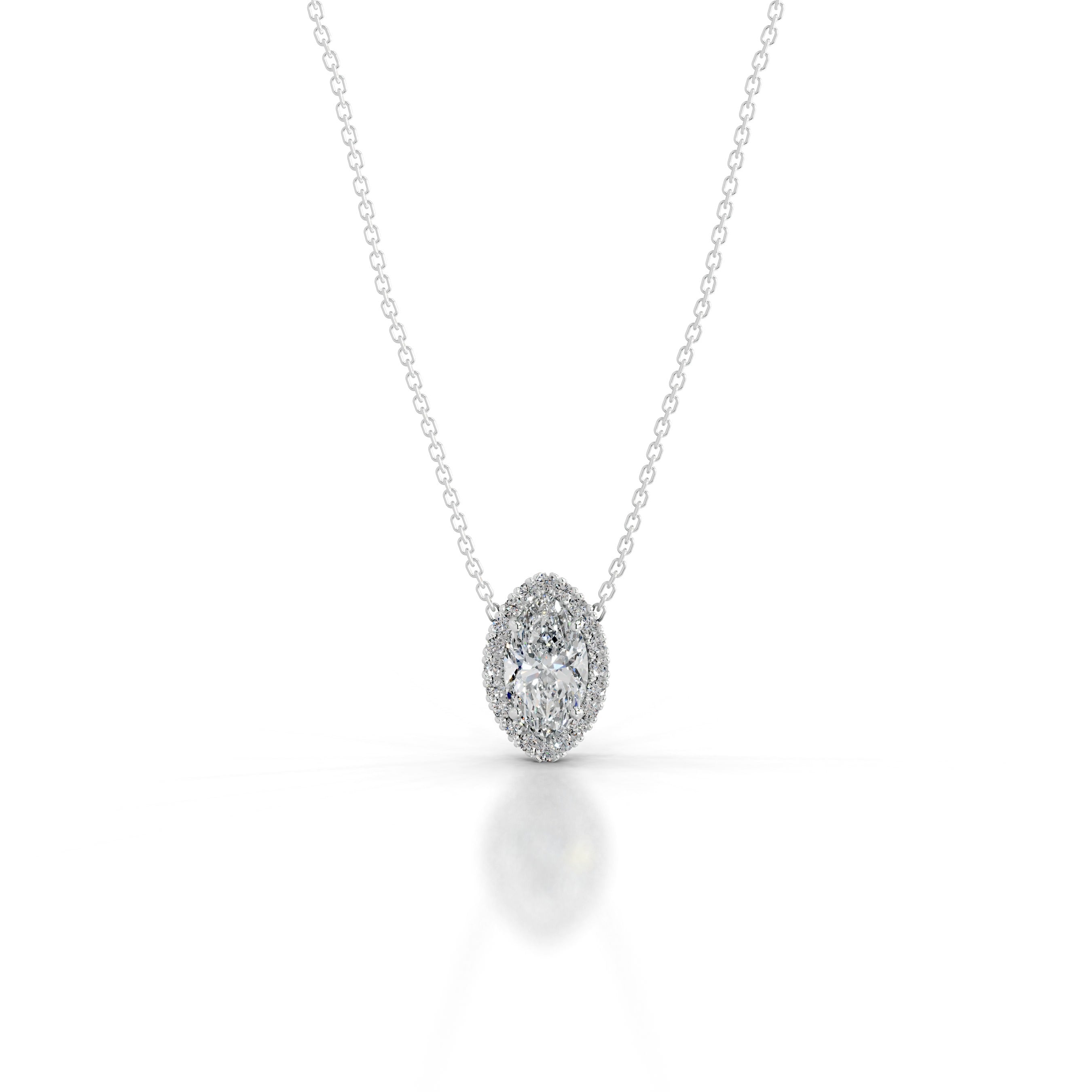 Manon Lab Grown Diamond Halo Pendant - 18K White Gold、mySite、hinf8tx79