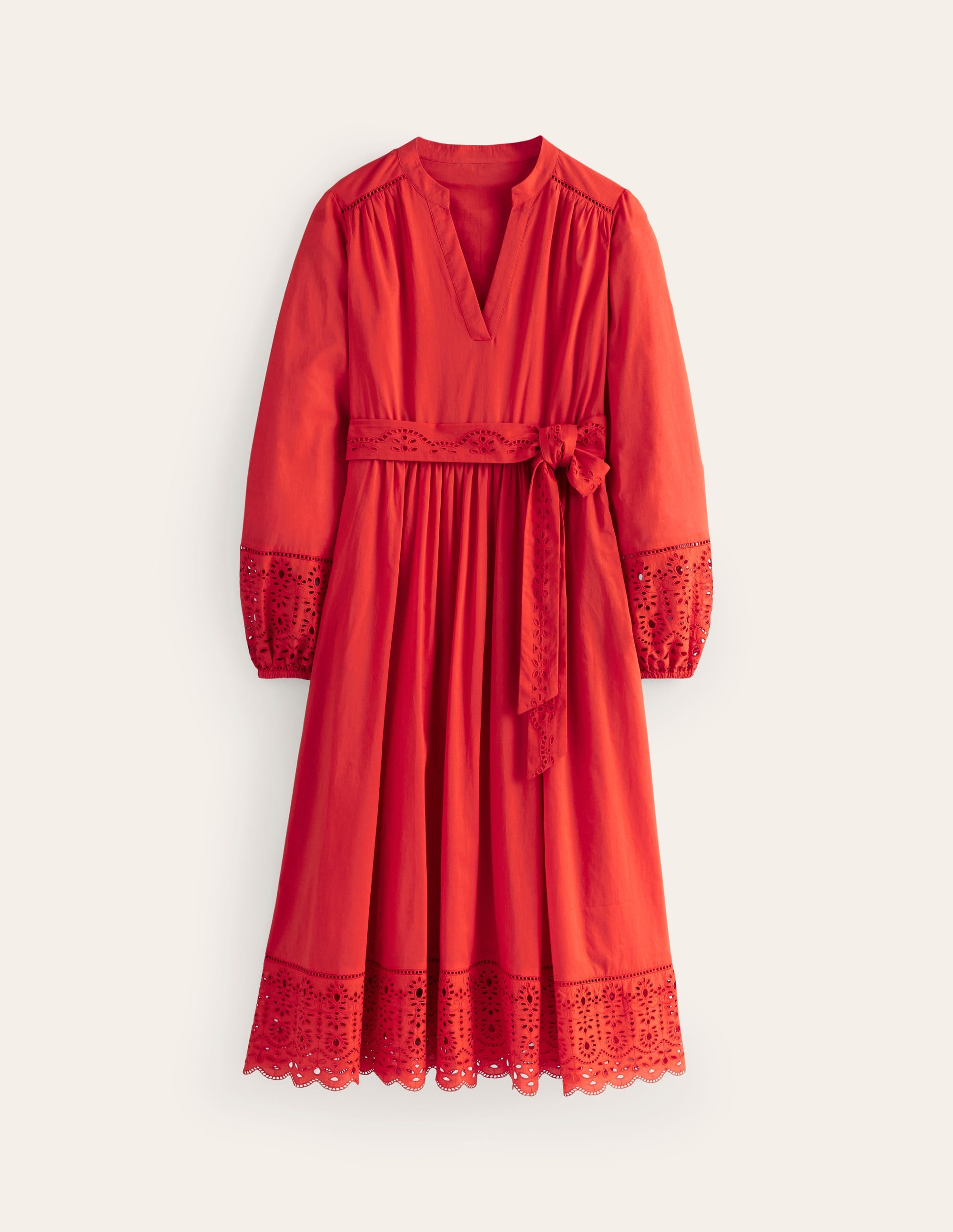  Jen Broderie Cotton Midi Dress-Vermillion Red、mySite、ashleygrahame
