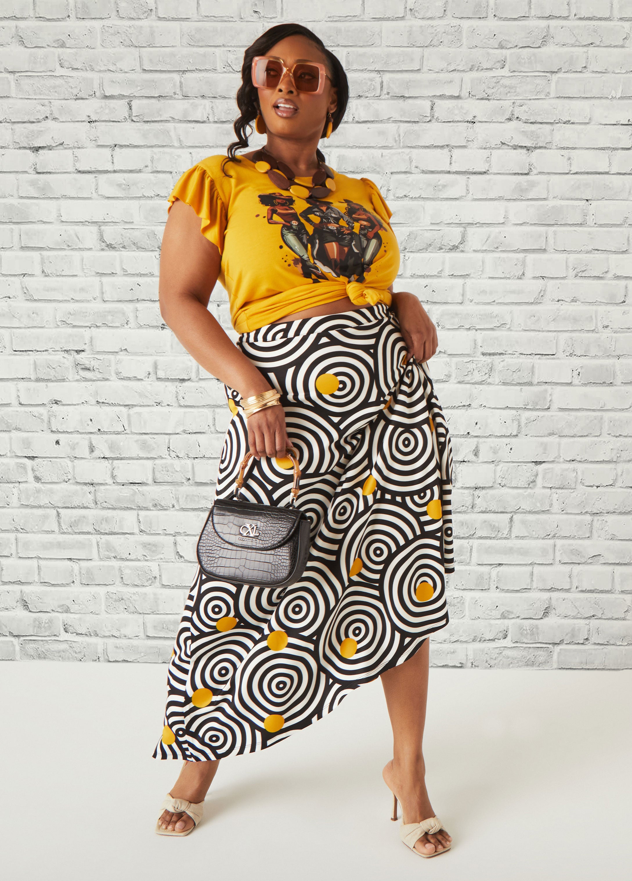 Circle Print Scuba Maxi Skirt、mySite、bengalsvssteelers