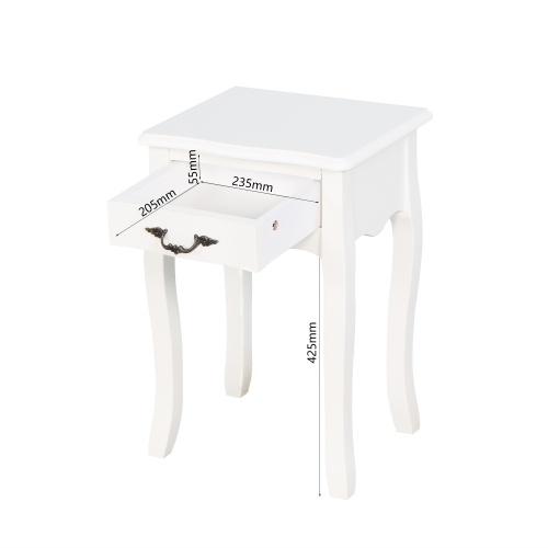 White Bathroom Floor-standing Storage Table with a Drawer、、casual