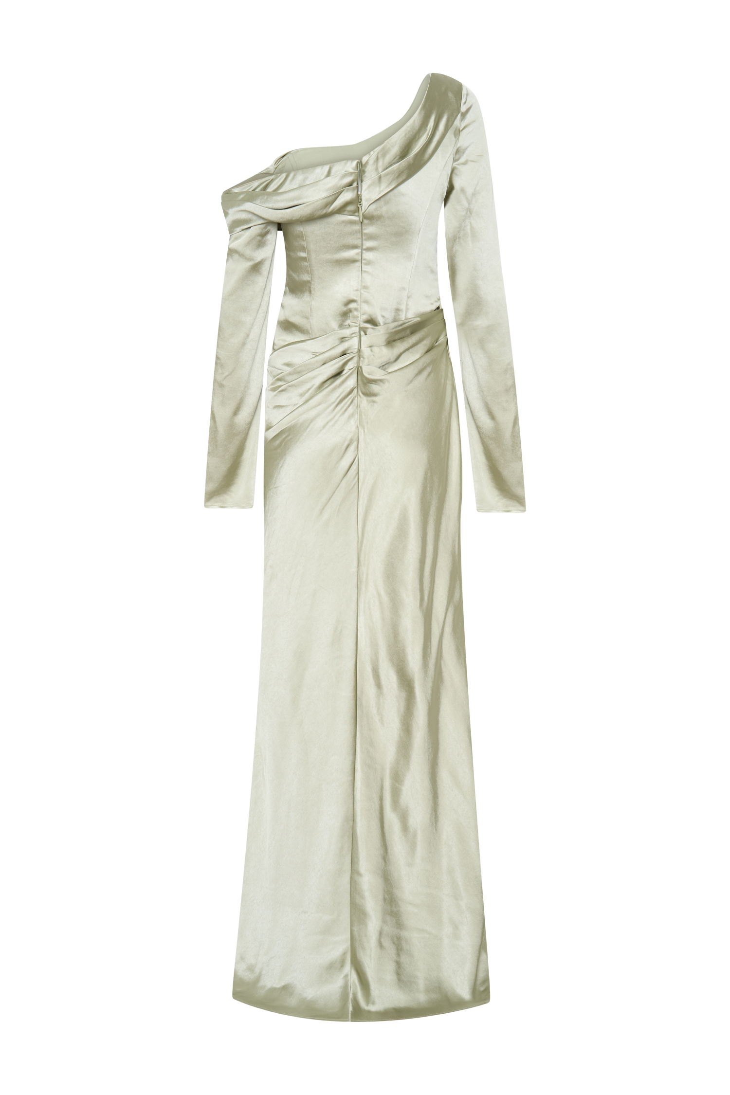 Iris Long Sleeve Satin Maxi Dress - Sage、mySite、solidvoid