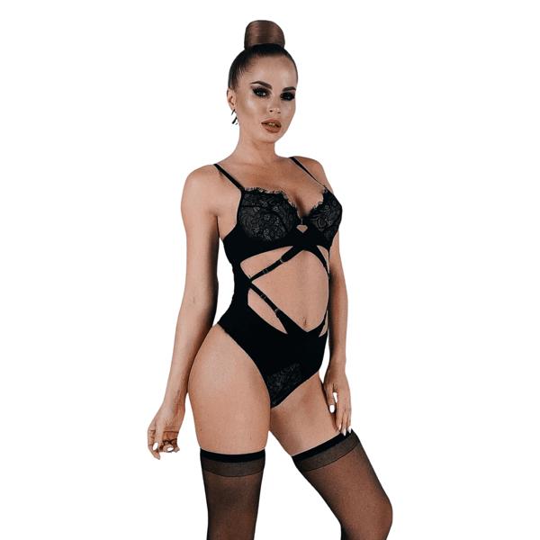 Elawin Lingerie | Black Front Diamond Teddy & Stockings、mySite、bottomscart