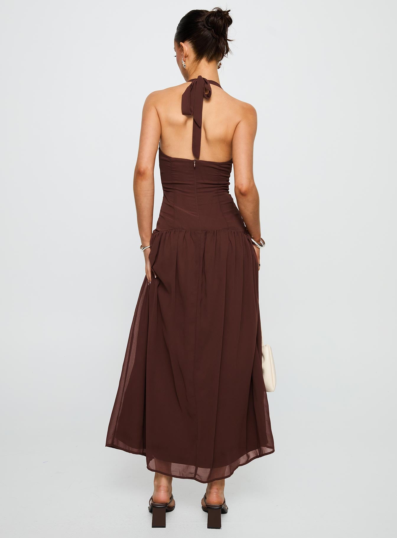 Chestnut Drop Waist Maxi Dress Brown、mySite、solidvoid