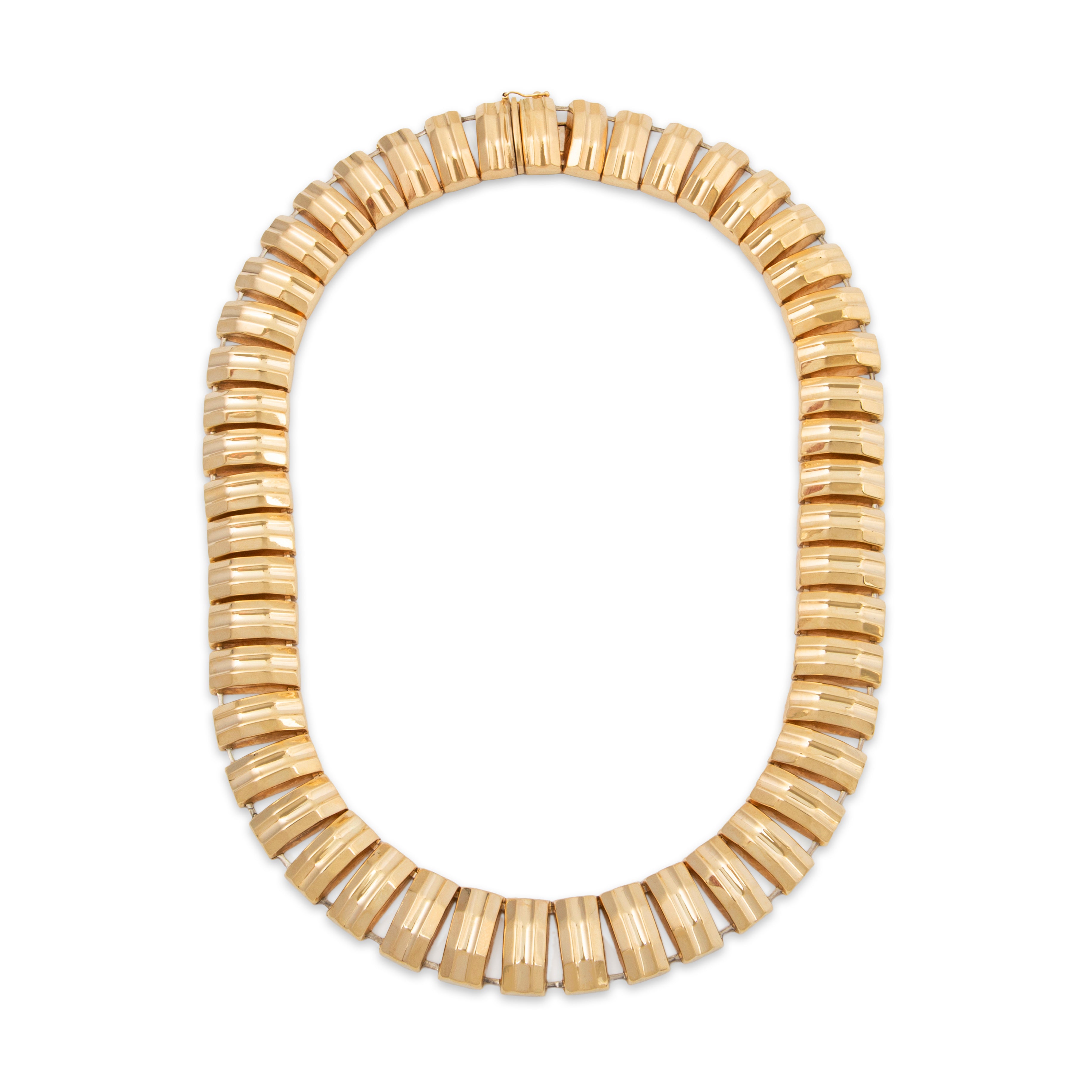 Vintage Italian 14k Yellow Gold Modernist Bold Statement Necklace 16、mySite、hinf8tx79