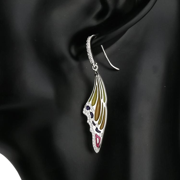 Sterling Silver Enamel Butterfly Necklace with Swarovski Crystal Top of the Line!、mySite、g9winljtr