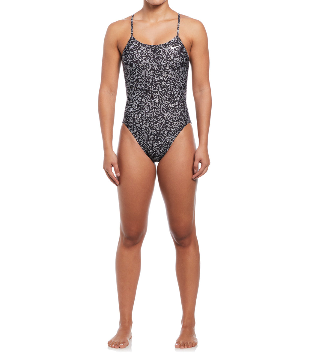Nike Women's Hydrastrong Multi Print Cut Out One Piece Swimsuit、mySite、noshort