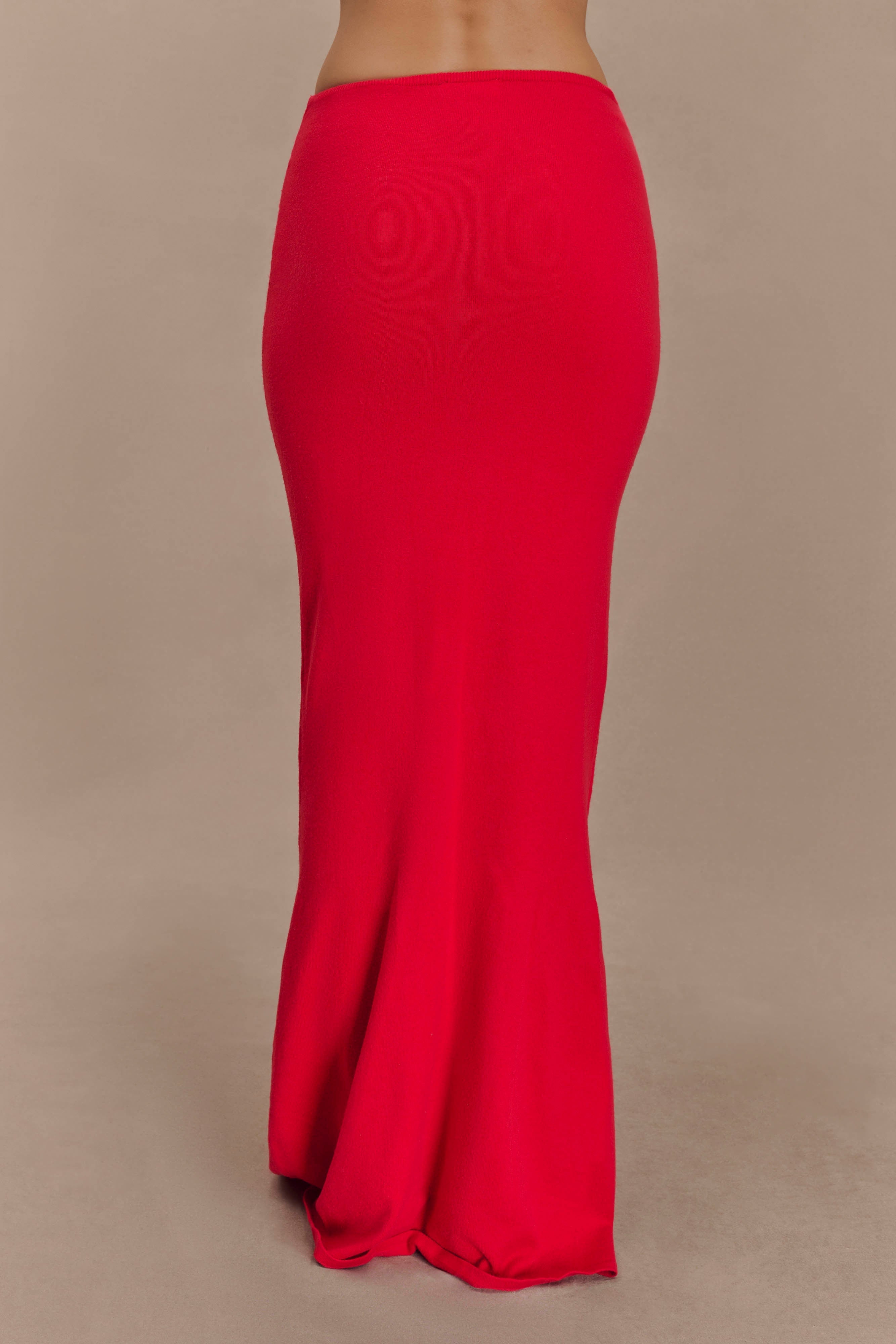 Polly Knit Maxi Skirt - Red、mySite、solidvoid