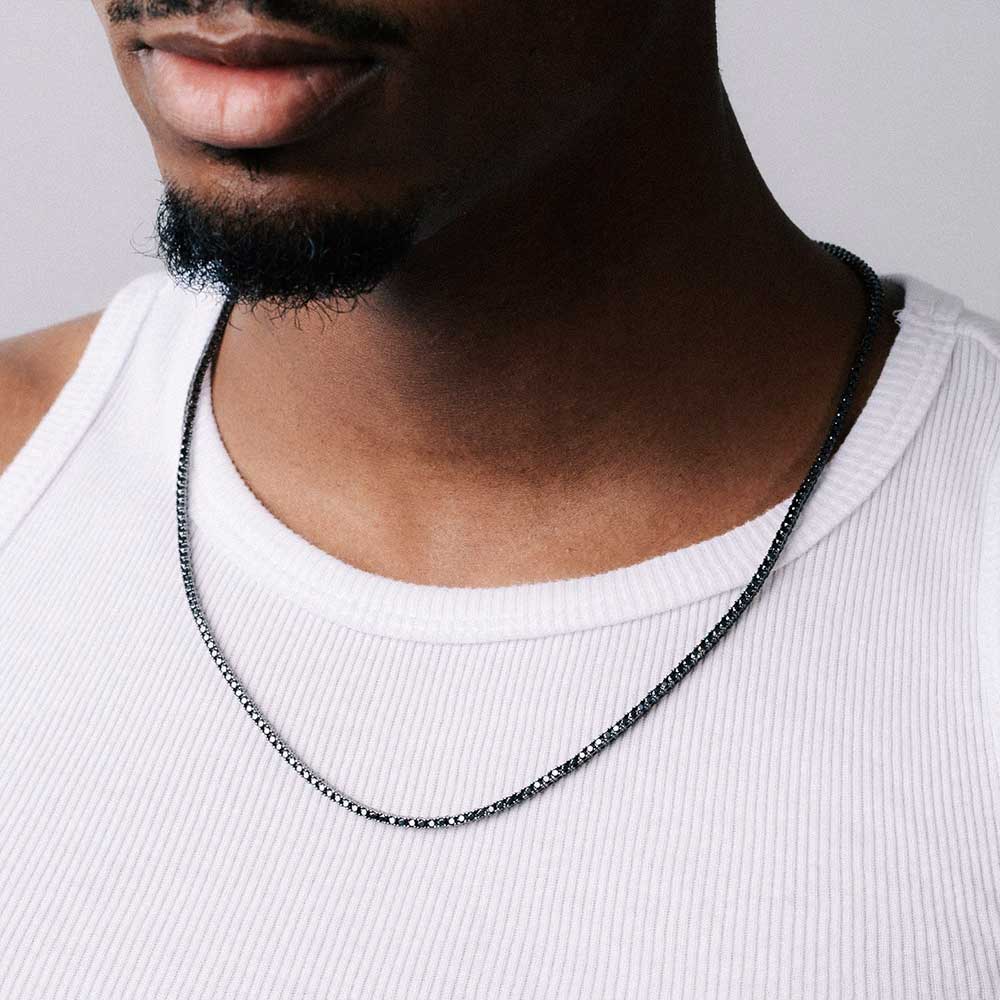 2MM Black Moissanite Tennis Chain 14K Black Gold、mySite、hinf8tx79