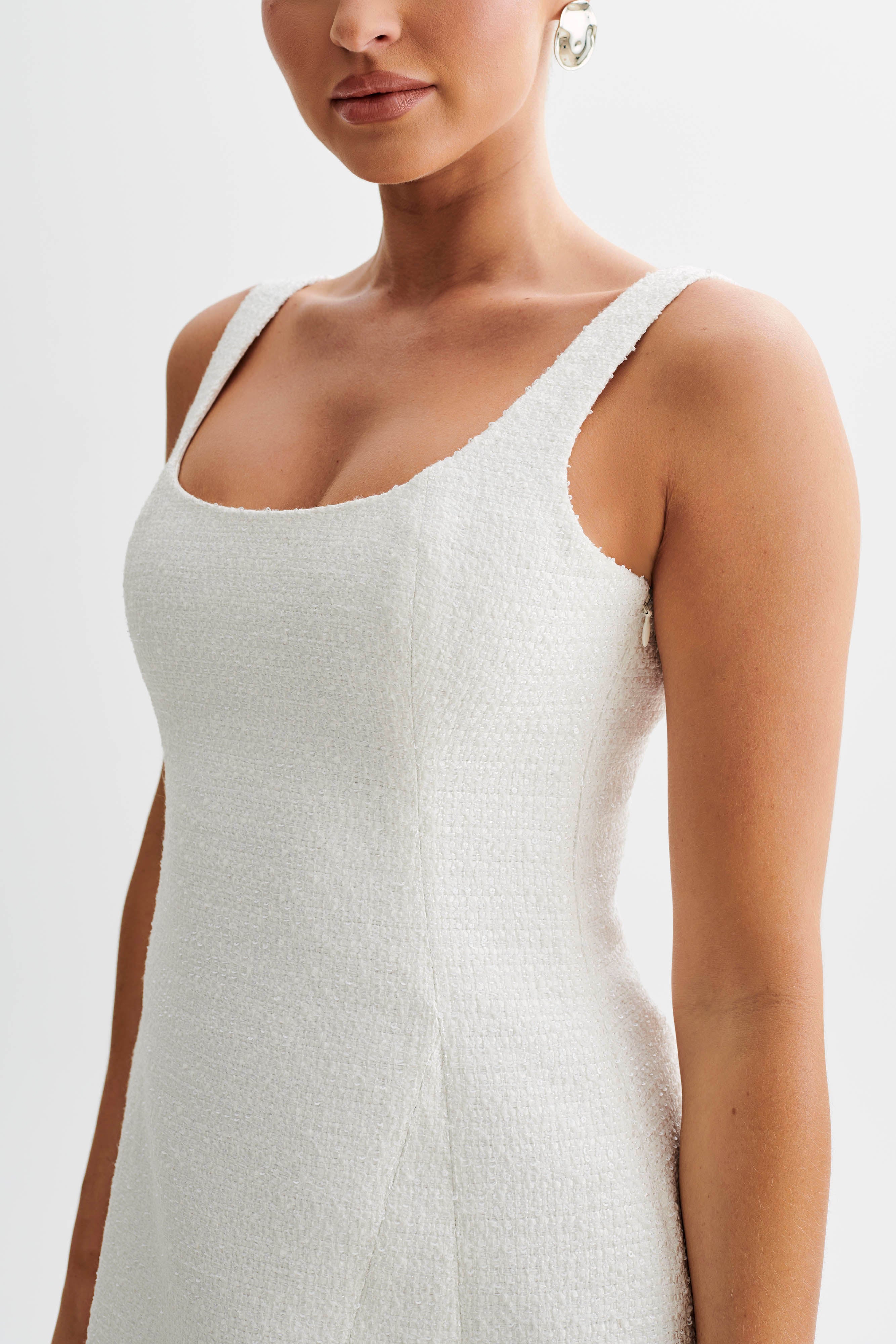 Beth Tweed Mini Dress - White、mySite、solidvoid