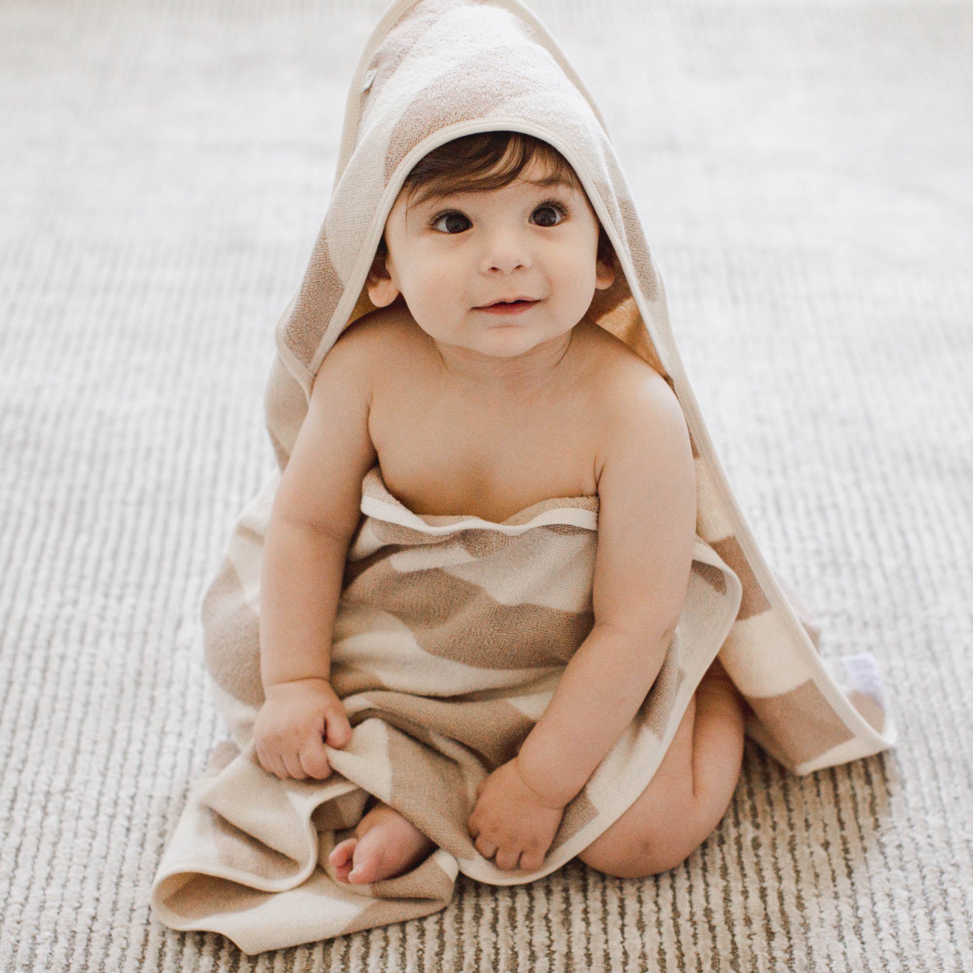 Organic Cotton Rugby Stripe Woven Terry Towel & Washcloth Set - Oat、mySite、g9winljtr