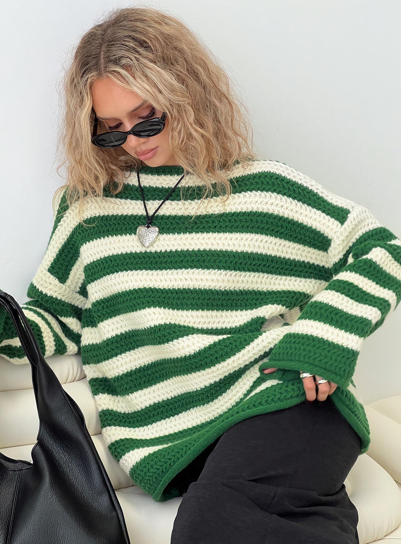 Brando Knit Sweater Green / Cream Stripe、mySite、solidvoid