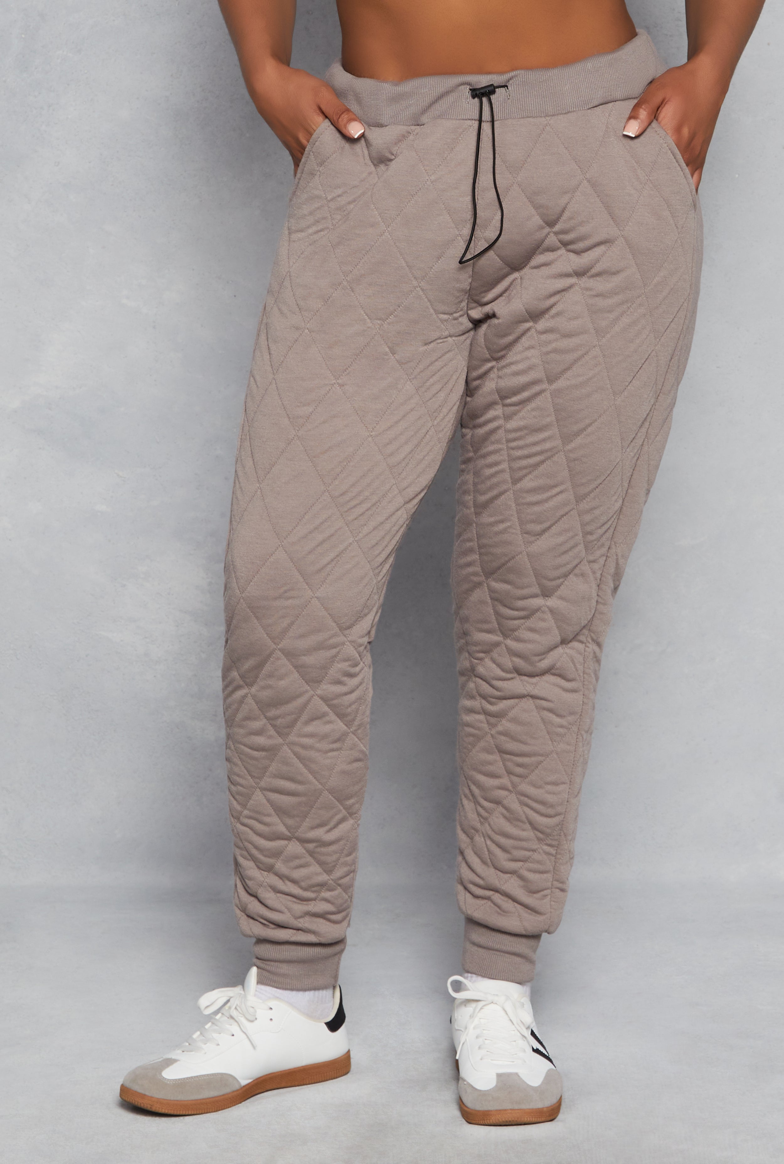 Plus Size Quilted Toggle Drawstring Joggers、mySite、camillekostekn