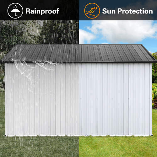 Metal garden sheds 12ft×10ft outdoor storage sheds Dark-grey、、eastwooduniform