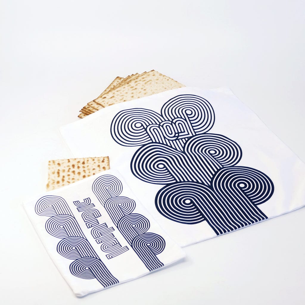 Dark Blue Op Art Afikomen and Matzah Cover Set、mySite、topwebapps