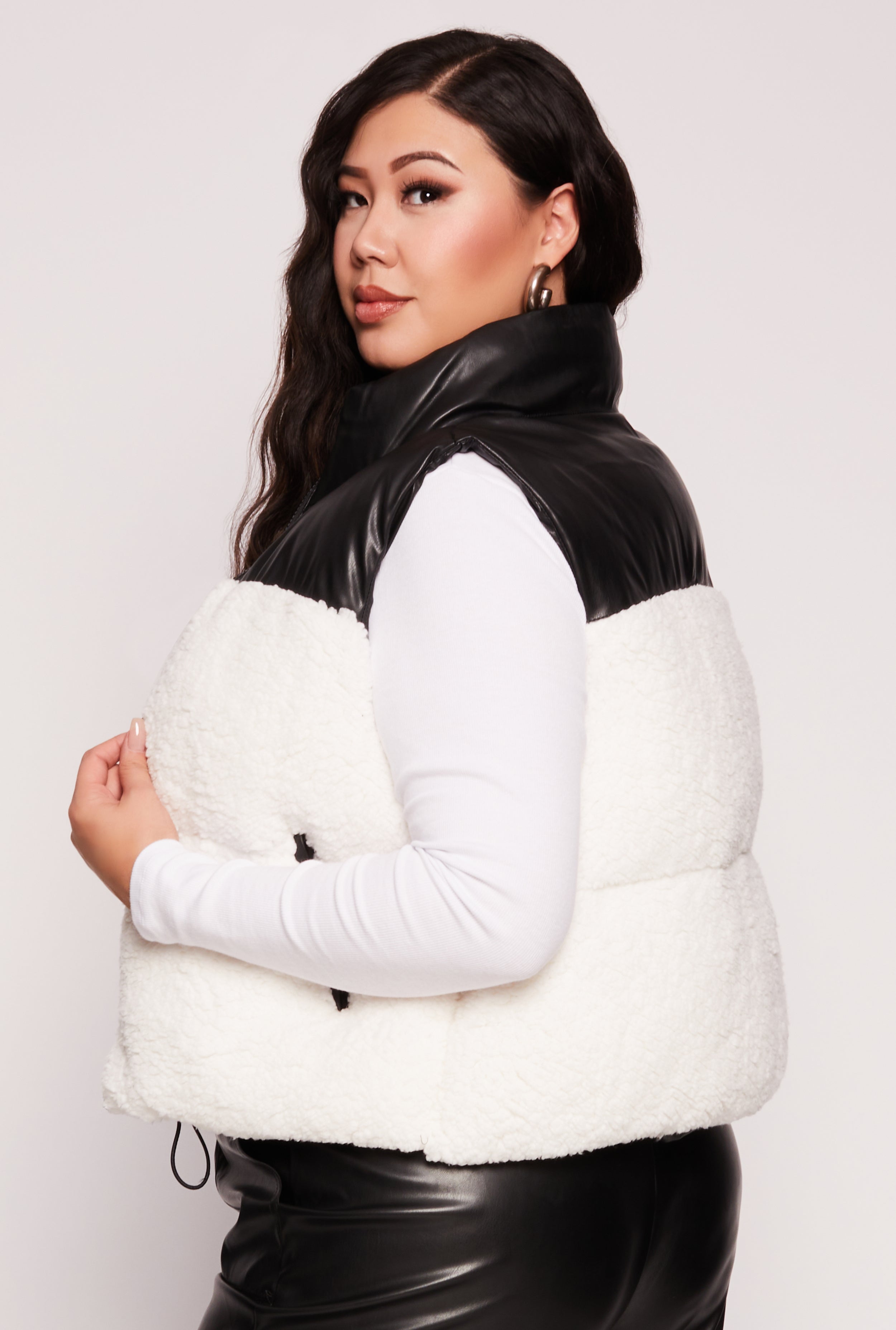Plus Size Almost Famous Sherpa Puffer Vest、mySite、camillekostekn