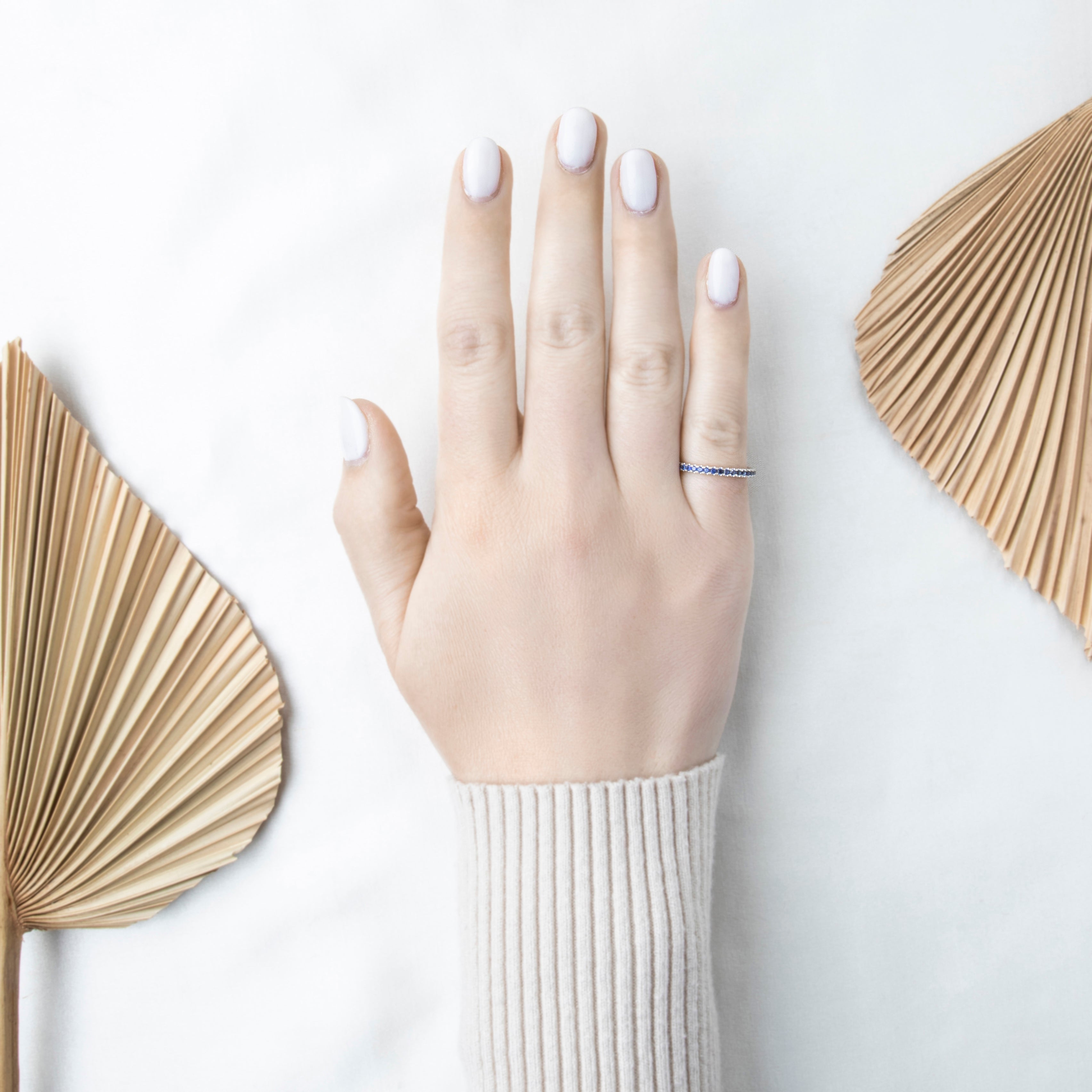 Vintage 18k White Gold Blue Sapphire Eternity Band Ring 6.00、mySite、hinf8tx79