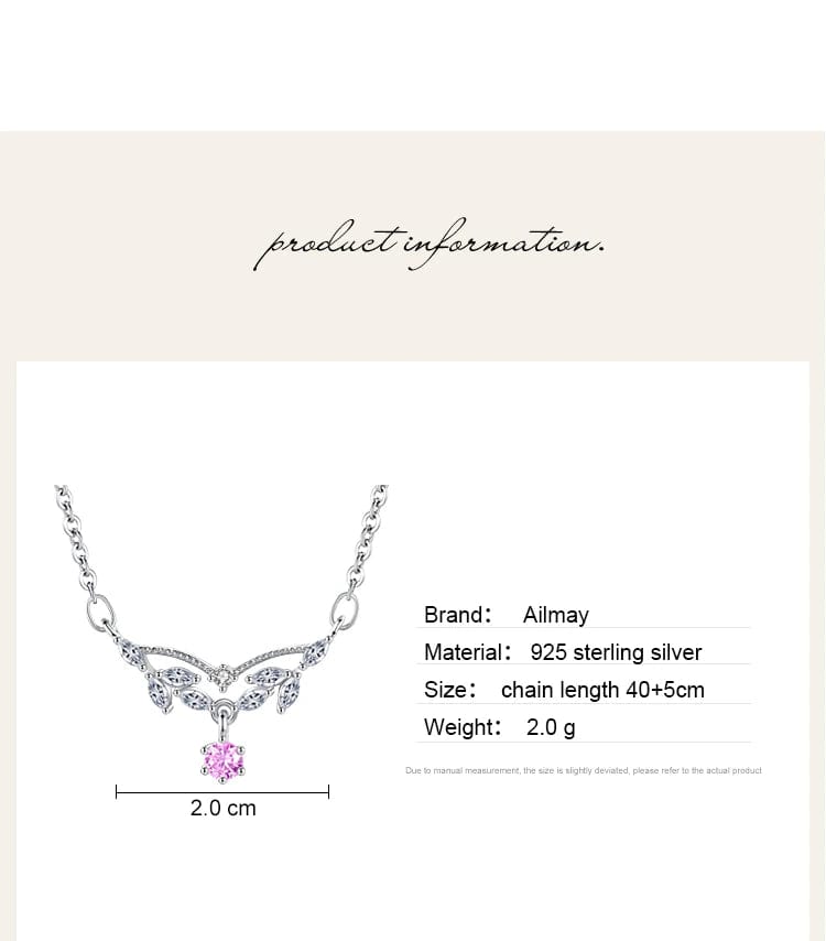 Dainty Pink Centerstone 925 Sterling Silver Necklace Elegant、mySite、g9winljtr