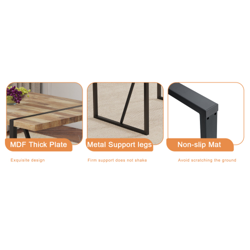 Rustic Industrial Rectangular Wood Dining Table For 4-6 Person, With 1.5" Thick Engineered Wood color Tabletop and Black Metal Legs,Desk For Kitchen Dining Living Room, 55.1" x 31.4"x 29.9"1529W115172、、casual