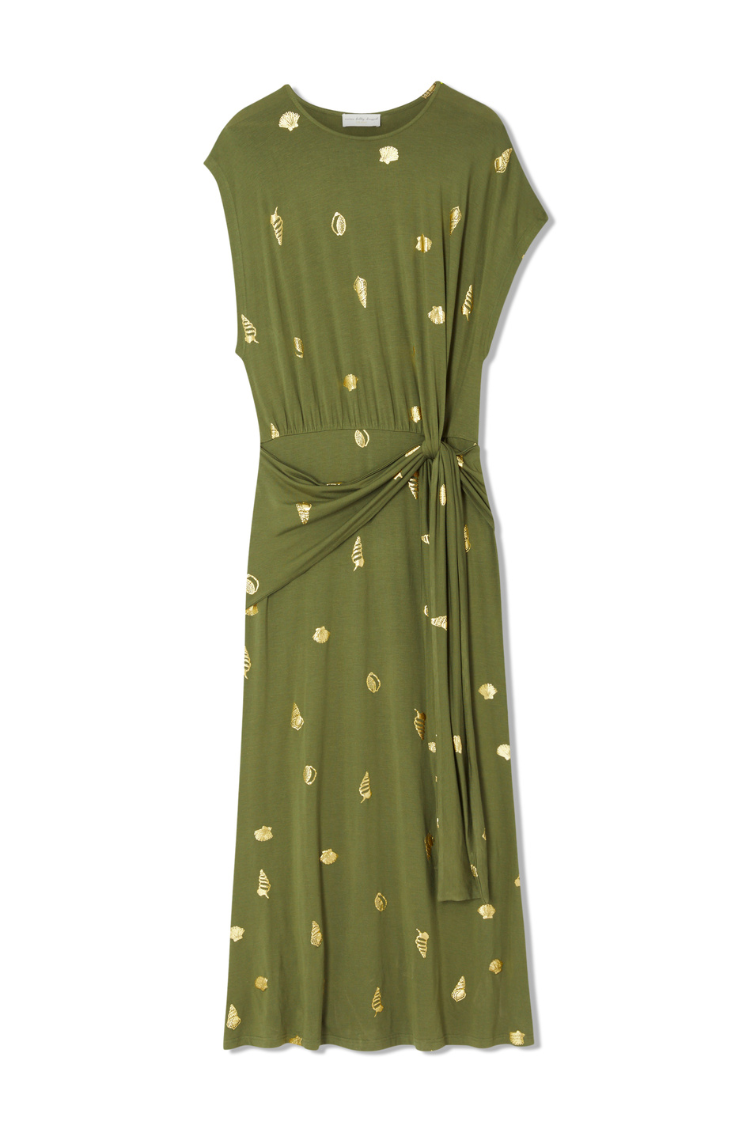 Khaki Shell Midi Dress、mySite、solidvoid