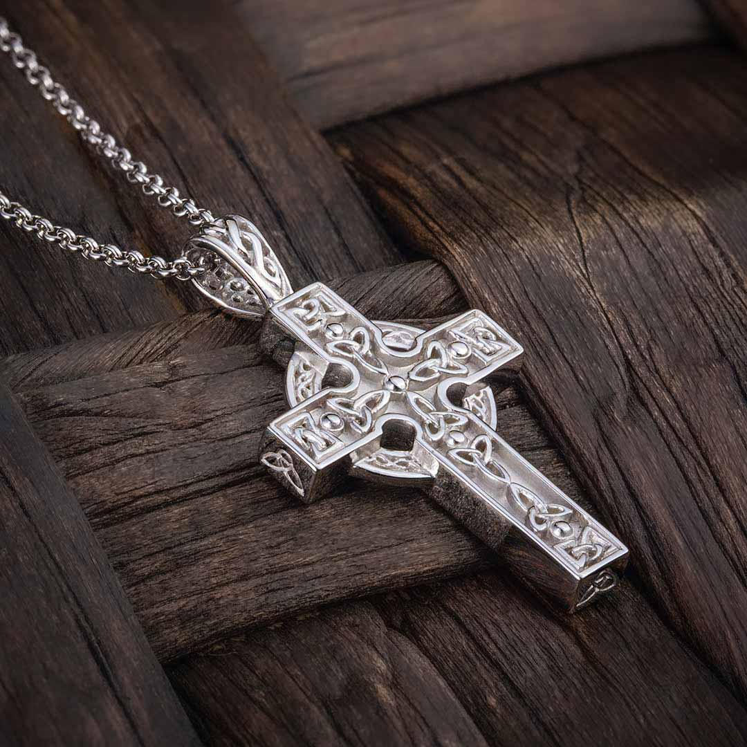  Silver Heavy Celtic Cross Necklace