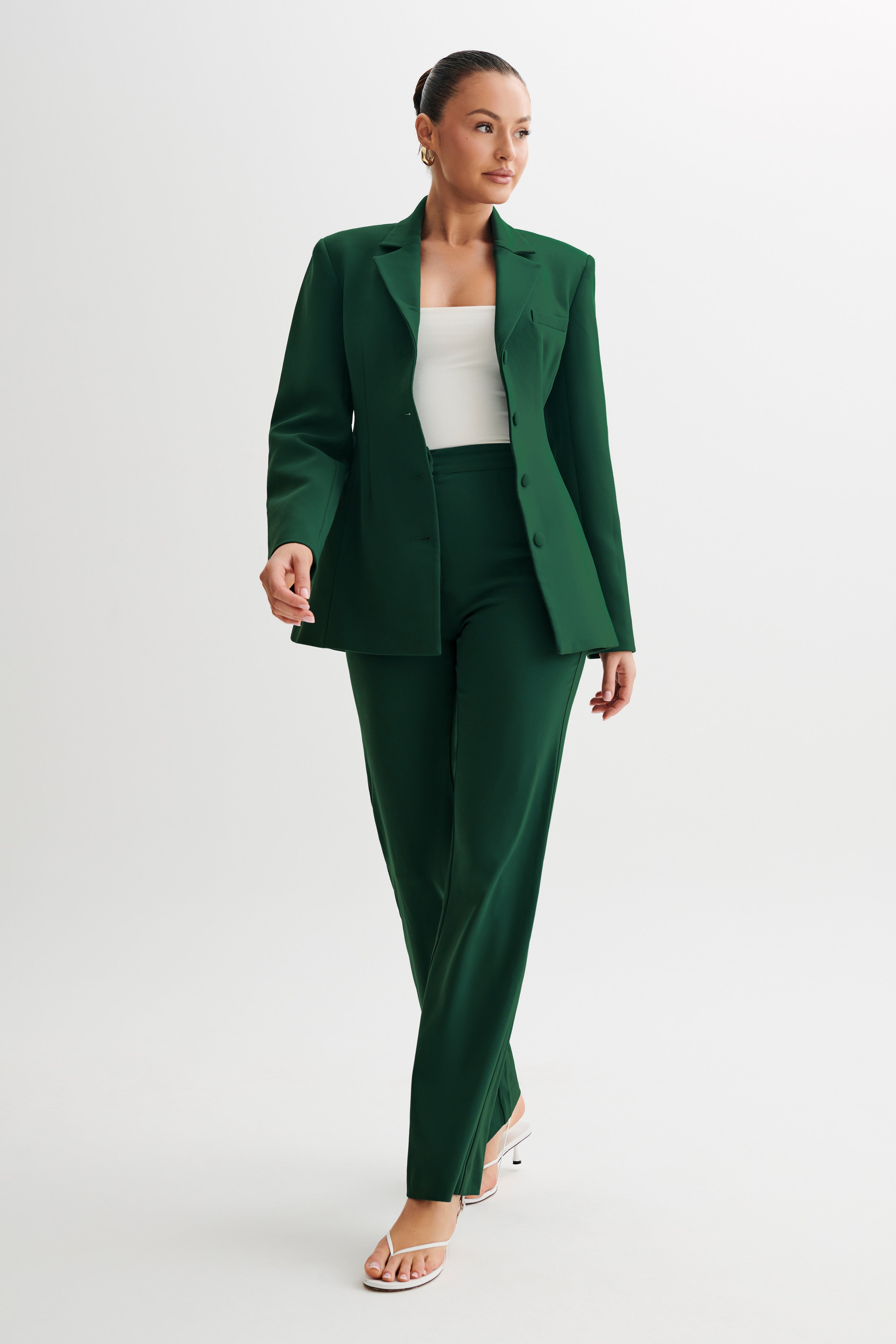 Greer Hourglass Suiting Blazer - Forest Green、mySite、solidvoid