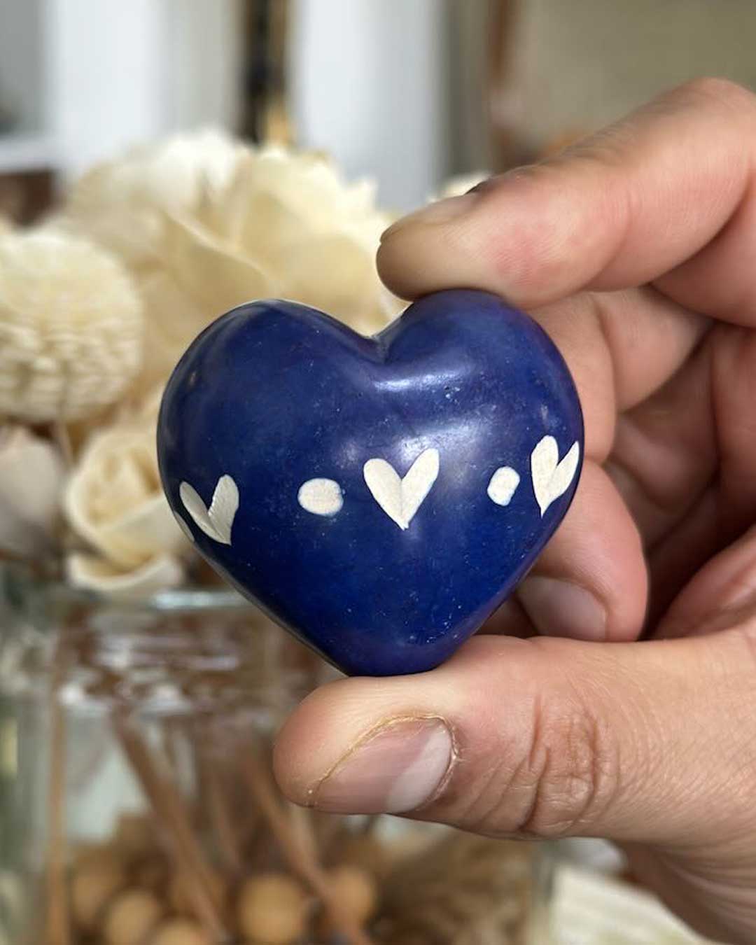 Blue Etched Soapstone Hearts Set of 6、mySite、topwebapps