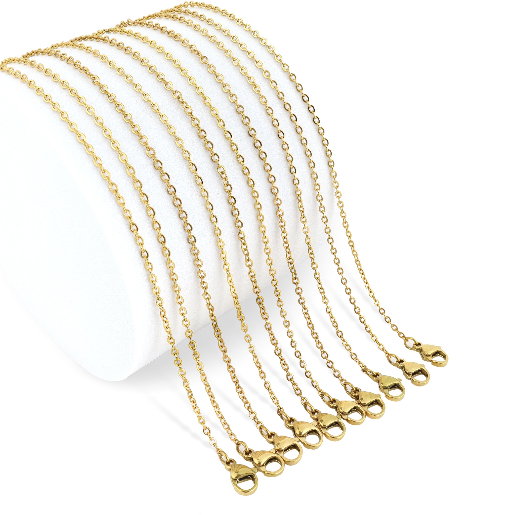 10 Pack - Gold 13+2 Stainless Steel Loop Chain Necklace / CHN3011、mySite、dreamappss