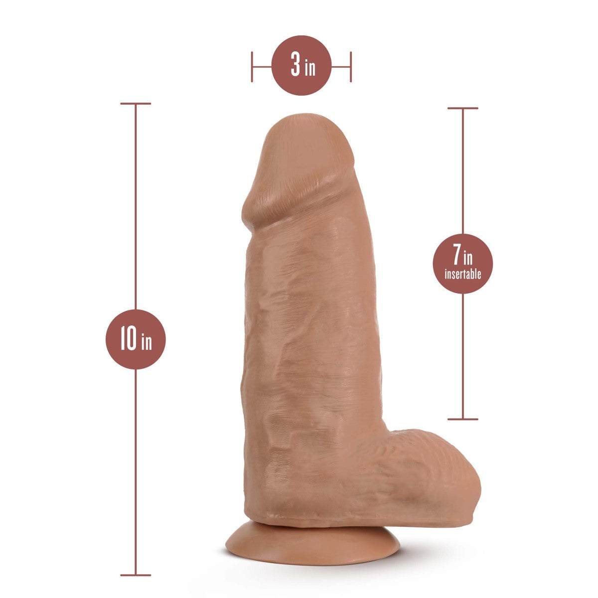 Au Naturel By Blush® | Chub Realistic Mocha 10-Inch Long Dildo With Balls & Suction Cup Base、mySite、bottomscart