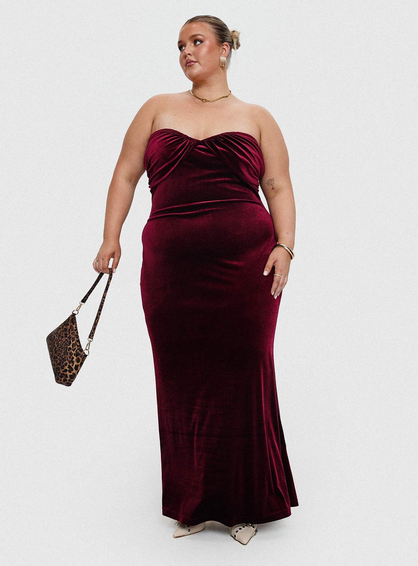 Irena Strapless Maxi Dress Burgundy Curve、mySite、solidvoid